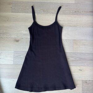 Los Angeles Apparel Chocolate Brown Heavy Rib Spaghetti Mini Dress